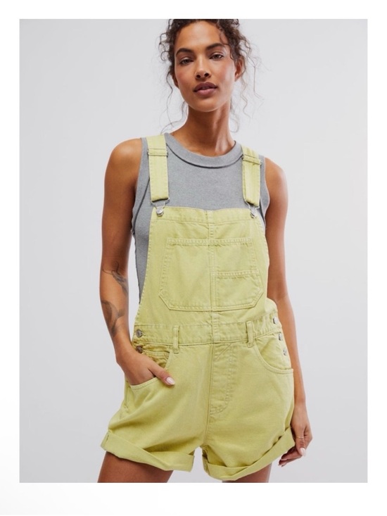 Free People Pants - Free People Ziggy Denim Lime Green Short Overalls